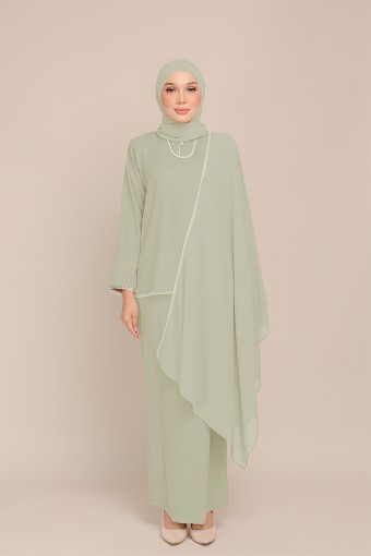 Dinda Apple Green with Lace Shawl