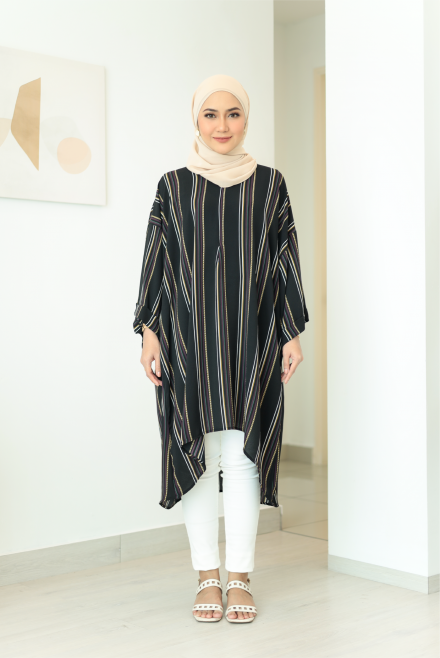 As Is Nia Midi Caftan in Black Chain