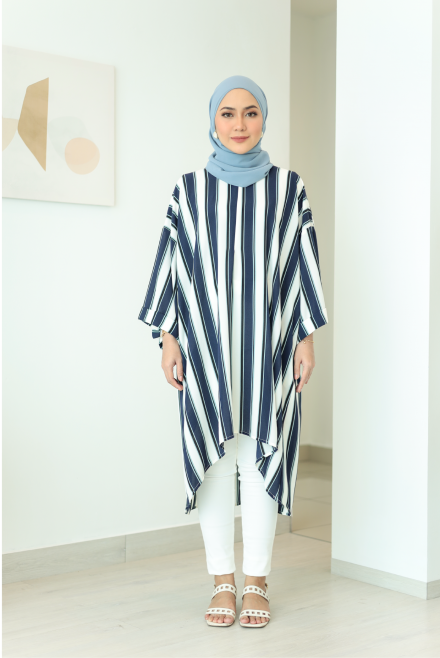 Nia Midi Caftan in Navy Blue