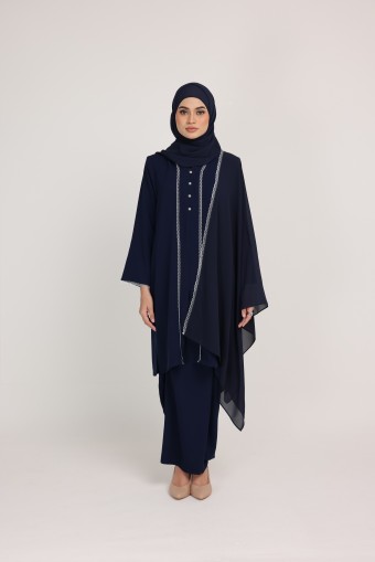 Dayang Blue Black with lace shawl