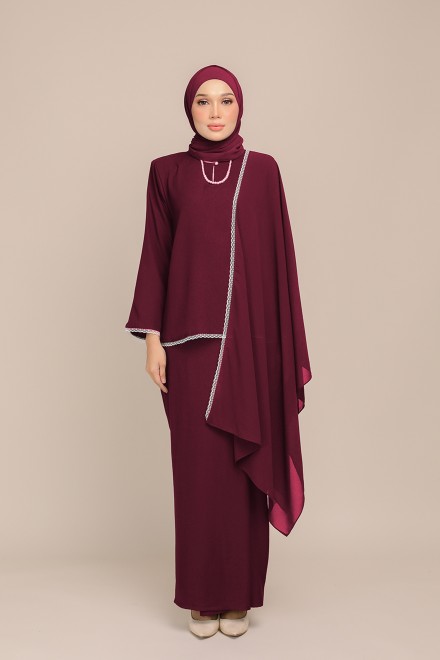 Dinda Maroon with Lace Shawl