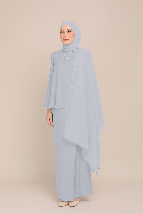 Dinda Soft Blue with Lace Shawl