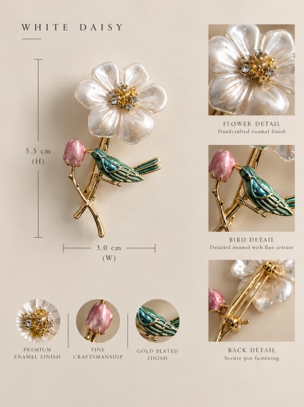 Brooch Posy In White Daisy Brooch Posy In White Daisy